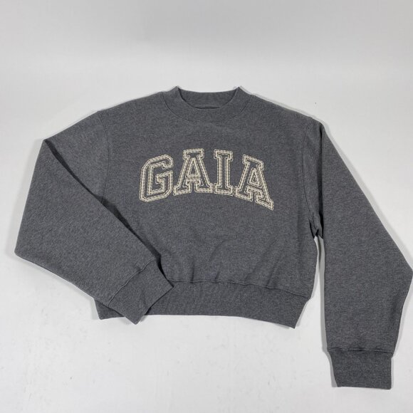 GAP x CULT GAIA Grey Crop Logo Sweatshirt - Picture 2 of 6